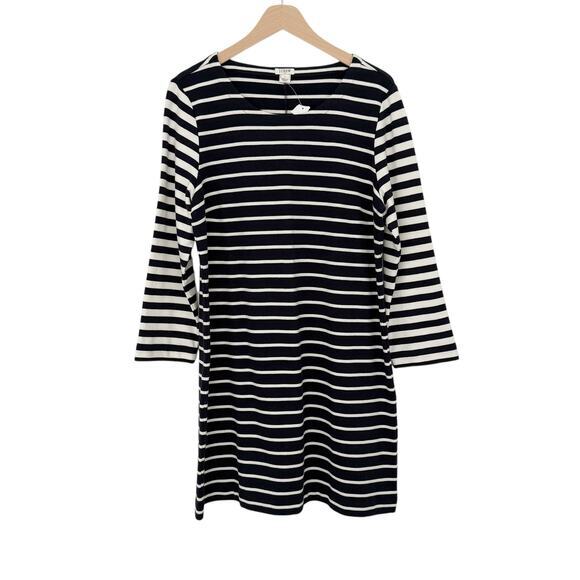 NWT J. Crew Factory Striped Maritime Dress Ivory Navy Blue Size L Large Nautical - Picture 3 of 10